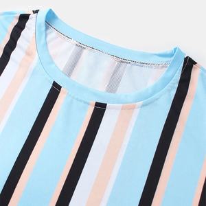 Camiseta de Hombre a Rayas, Cuello Redondo, Poliéster de Alta Calidad, 100% Algodón, Personalizable, Talla Grande, Lisa, con Relieve - Product Image 2