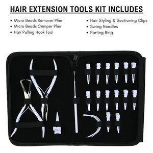 Kit Completo de Accesorios para Extensiones de Cabello: Alicates de Crimpado y Extracción para Microperlas, Herramienta de Gancho y Bucle, Clips, Anillos Separadores y Agujas - Product Image 4