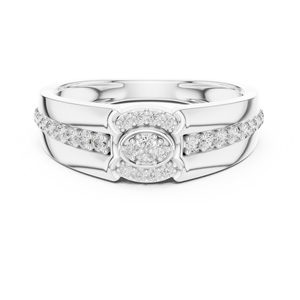 Anillo de Diamantes Cultivados en Laboratorio ROYAL HALO CLUSTER, Oro Blanco de 18 Quilates con Baño de Rodio, Corte Brillante Minimalista, Regalo de Compromiso o Boda - Product Image 1