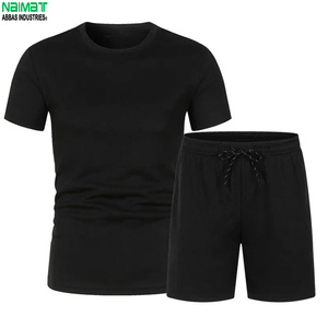 Conjunto de Camiseta y Pantalones Cortos de Algodón Blanco para Hombre, Cuello Redondo, Informal, Transpirable, Ropa de Verano, Estilo Minimalista en Blanco y Negro - Product Image 3