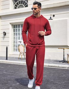 Conjunto de Chándal de Lujo para Hombre, 480GSM, Forro Polar Cepillado, Sudadera con Capucha y Pantalones Jogger, Logotipo Bordado, Color Carbón Sólido, Atuendo Cálido - Product Image 3