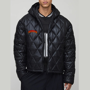 Veste matelassée en duvet pour homme OEM/ODM, à capuche, fermeture éclair intégrale, poches, cordons de serrage, hiver, grandes tailles, surdimensionnée, 6XL 7XL - Product Image 4