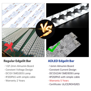 DC 12V Edgelit <b>LED</b> <b>Bar</b> <b>Light</b> 2835 SMD Warm White Side Emitting Rigid Strip Aluminium <b>LED</b> <b>Light</b> <b>Bar</b> for Signage Fabric Lightbox - Product Image 3