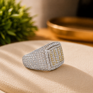 925 Sterling <b>Silver</b> Iced Out Moissanite Engagement Anniversary Wedding Band <b>Ring</b> with Claw Set Round Diamonds for <b>Men</b> - Product Image 2