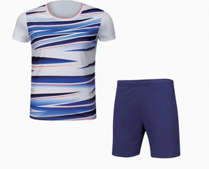 Ensemble de vêtements de sport d'été pour hommes, comprenant un t-shirt de tennis rayé sublimé et un short à taille élastique, respirant et anti-transpiration - Product Image 6