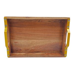Plateau de service en bois rectangulaire, design minimaliste, fait main, en bois massif, pour la présentation de plats lors de fêtes - Product Image 4