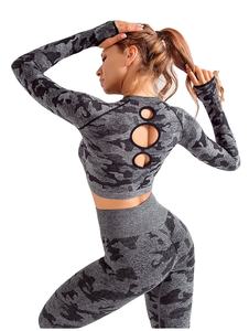 Ensemble 2 pièces Tenues pour femmes Camo Sportswear Gym Yoga Set Fitness Leggings Camouflage Workout Yoga Outfits Long Sleeve Tracksuits - Product Image 2