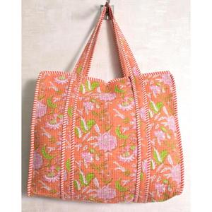 Handmade Floral Cotton Tote Bag Indian Quilted Shoulder Bag Women <b>Boho</b> Shopping <b>Handbag</b> - Product Image 1