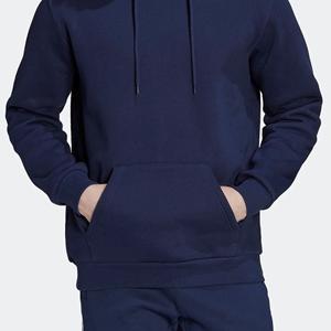 <b>Men's</b> <b>Navy</b> Blue Cotton <b>Fleece</b> Hoodie Solid Pullover Hooded Sweatshirt with Kangaroo Pocket Regular Fit Casual - Product Image 4
