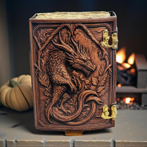 Journal en cuir véritable fait main, motif dragon chinois marron, Grimoire fantastique, Carnet de croquis médiéval, Journal d'écriture en cuir véritable, Cadeau - Product Image 2