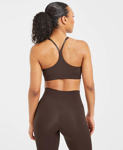 Custom Made High Quality High Waist <b>Flared</b> Full Length Seamless Solid Brown <b>Leggings</b> Stretch Breathable Knitted Women's - Product Image 5