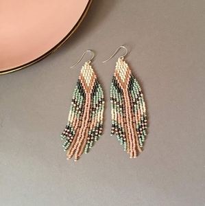 Handmade Women's <b>Cute</b> Embroidery Sic'em Design Customized Logo Flower Style Lightweight Glass Seed Beads <b>Earrings</b> - Product Image 1