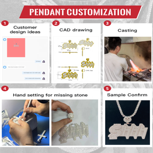 จี้เพชรโมอิสซาไนต์ทรงกลม CONCEPTION Hiphop ตัวอักษร VVS เงินแท้ 925 ประดับเพชรโมอิสซาไนต์สองสี - Product Image 5