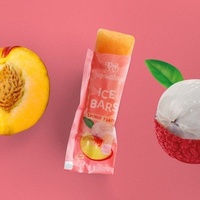 HALAL Pops Malaya 35ml X6 Sorbete de Lichi y Melocotón Bajo en Carbohidratos Sin Lácteos Barras de Helado para Congelar en Casa con Sobres de Chocolate Gratis