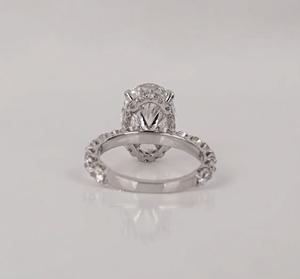 14K White Gold Certified DEF Color VS-VVS Clarity 925 Sterling <b>Silver</b> 1.30Ct Oval Lab Grown Diamond Hidden Halo Engagement Ring - Product Image 4