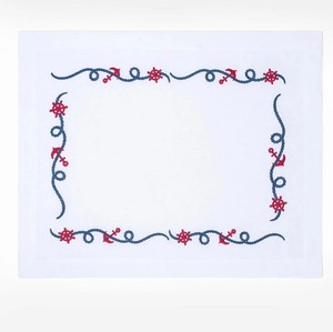 Custom Embroidery Anchor Boat Design <b>Placemat</b>&Napkin Set for Home Restaurant White Cotton Luxury <b>Placemat</b>&Napkin Set - Product Image 4