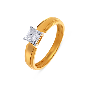 18K Yellow Gold <b>Men</b> Solitaire <b>Ring</b> Luxury 18K Yellow Gold Princess Cut Solitaire Diamond <b>Ring</b> <b>for</b> Women Elegant Engagement <b>Ring</b> - Product Image 1