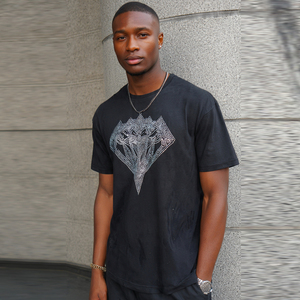 Custom High Quality Rhinestone T Shirts Men Custom Rhinestone Logo Print Short Sleeve Graphic 100% Cotton T-Shirt Men's - Product Image 5