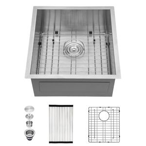 Lavello da cucina sottopiano in acciaio inossidabile da 19 pollici, spessore 16 gauge, profondità 9 pollici, vasca singola, dimensioni 19 x 20 x 9 pollici, ideale per uso in cucina - Product Image 5