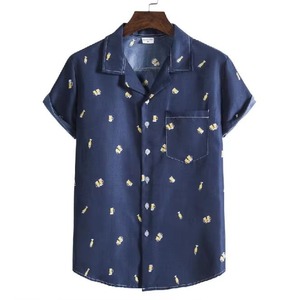 Men's Summer Breathable Custom Print Hawaiian Floral Beach <b>Shirts</b> Smart Casual <b>Short</b> <b>Sleeve</b> Polyester/Cotton <b>Dress</b> <b>Shirts</b> - Product Image 2