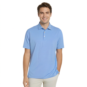 Polo de Punto Azul Claro para Hombre, Manga Corta, Casual, Transpirable, Poliéster, Corte Regular - Product Image 2