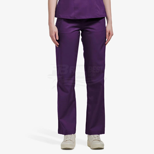 Conjunto de uniforme médico para mujer, color morado, con blusa de cuello en V y pantalones de poliéster tejido, para personal sanitario. - Product Image 5
