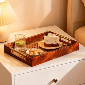 Elegant Storage And Serving <b>Tray</b> With Golden Handles Stylish Design Perfect For <b>Bedside</b> Coffee <b>Table</b> Snacks And Home Decor - Product Image 1