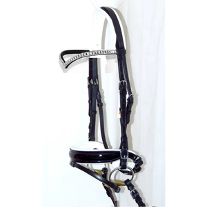 Bridon d'équitation anglais en cuir anatomique de qualité supérieure, rembourré et réglable, avec frontale ornée de cristaux, équipement équestre - Product Image 3