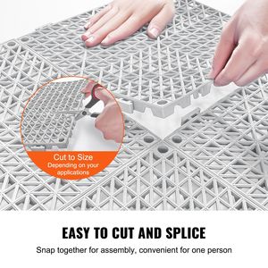 55PCS <b>Interlocking</b> Grey PVC Floor <b>Tiles</b> 12\" X 12\" X 0.6\" Non-Slip Drainage Hole Soft Splicing Plastic Flooring 55PCS Grey - Product Image 4