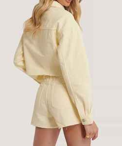 Ensemble 2 pièces pour femmes 2022 : short et veste en jean coloré en coton biologique – Vêtements féminins tendance - Product Image 4