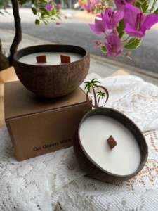 Vela Aromática de Cáscara de Coco - Tamaño 100 Gramos - Aroma a Coco - Product Image 6