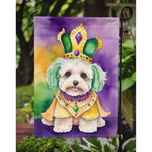 Maltipoo King Mardi Gras Bandera de jardín multicolor Buzón Decorativo Patio Banner para Patio Obra DE ARTE Tamaño de camas de flores - Product Image 3
