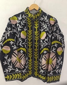 เสื้อแจ็คเก็ตปักลายดอกเดซี่สไตล์โบฮีเมียน คอตั้ง แขนยาว สีกรมท่า ทรงหลวม - Product Image 6