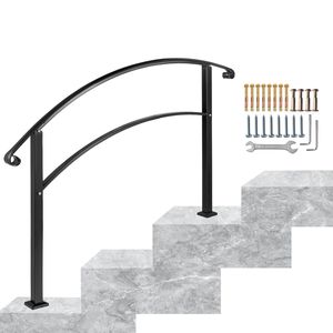Rampe d'escalier extérieure en fer forgé noir pour 1 à 3 marches, rampe flexible pour porche, dispositifs d'aide à la mobilité extérieure - Product Image 6