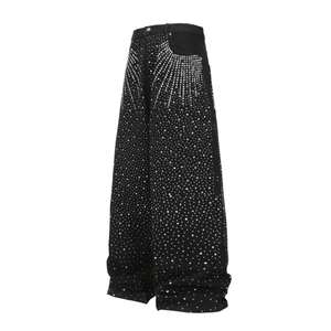 Vaqueros anchos de mezclilla para hombre, lavado oscuro, corte holgado, cintura alta, estilo casual urbano, algodón tejido para otoño - Product Image 5