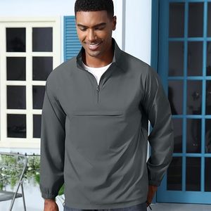 <b>Men's</b> Casual Quarter Zip <b>Pullover</b>-Athletic Windbreaker Lightweight <b>Jackets</b> Hiking Golf for <b>Men</b> Mock Neck with Pockets - Product Image 4