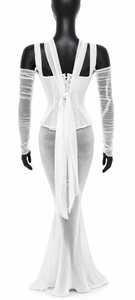 Vestido largo de gasa con corsé de algodón blanco personalizable OEM al por mayor, con varillas de acero, estilo desmontable, alta compresión y acolchado. - Product Image 3