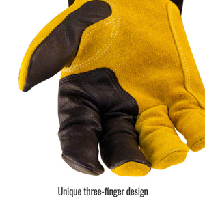 Gants de soudage TIG en cuir de vachette pleine fleur et croûte de cuir de vachette renforcés, haute performance, résistants à la chaleur et aux étincelles, pour la lutte contre les incendies - Product Image 5