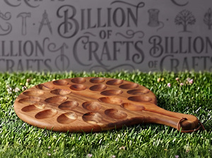 Bandeja de madera premium superventas para huevos rellenos, con 24 agujeros, redonda, con asa, para cocina y fiestas - Product Image 4