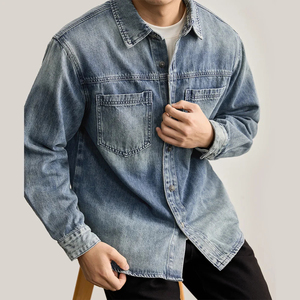 Blouson matelassé en toile denim délavé style vintage américain pour homme, service OEM, coupe ample, décontracté, manches longues, streetwear, grandes tailles, hiver, col montant - Product Image 2