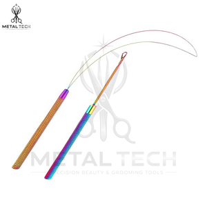 Rainbow Color Hair Extension Loop <b>Needle</b> Micro Links Beads <b>Threader</b> Flexible Wire Pulling Hook Stylist Hairdressing Tool Set - Product Image 5