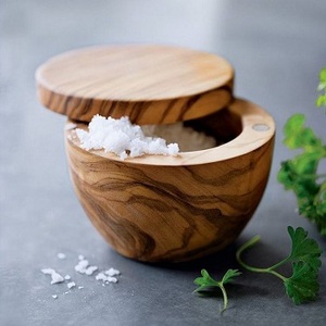 Salero de Madera 100% de Alta Calidad con Tapa, Diseño de Lujo, Caja de Almacenamiento de Sal y Especias de Madera de Acacia con Logotipo Personalizado a Bajo Precio - Product Image 1