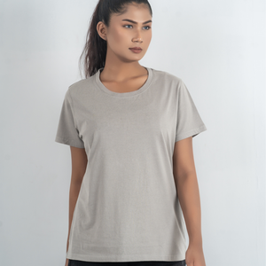 Plus size regular slim fit womens t <b>shirt</b> with short sleeve and round neck gray color ladies t <b>shirt</b> made in Bangladesh summer - Product Image 1