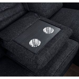 Moderno 2 pezzi componibile reclinabile con rivestimento in tessuto Chaise Chaise ciniglia destra e portabicchieri per soggiorno mobili - Product Image 6