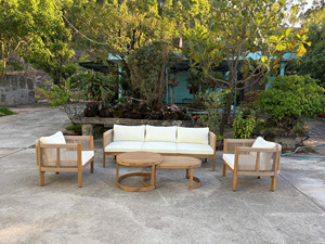 Ensemble de canapé et table en bois d'extérieur moderne avec chaises pour jardin et balcon - Product Image 4