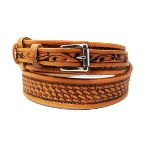 Top Quality Custom Made Cow Boy Western 100% Cow Leather <b>Belt</b> With Hand Tooled <b>Work</b> Manufacturer Supplier For Men & Women - Product Image 2