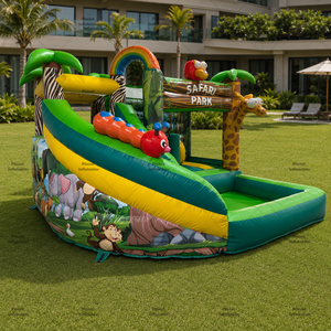 Castillo Inflable <span class=keywords><strong>con</strong></span> Tobogán y <span class=keywords><strong>Piscina</strong></span> <span class=keywords><strong>para</strong></span> Niños, Temática <span class=keywords><strong>de</strong></span> Selva Safari, <span class=keywords><strong>para</strong></span> Juegos al Aire Libre - Product Image 2