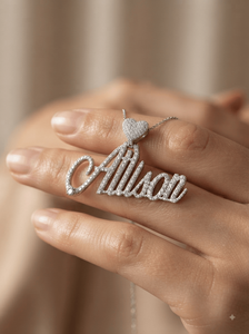 Trendy Iced 925 Solid Silver Lab Grown Diamond Personalized Cursive <b>Name</b> <b>Necklace</b> Heart Clasp Pendant <b>Custom</b> Gift for Girlfriend - Product Image 4