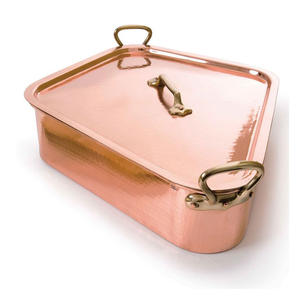 Casserole isotherme élégante en acier inoxydable avec finition cuivre martelé, couvercle et chauffe-plat à gaz pour cuisine professionnelle - Product Image 4