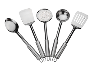 Utensilios de Cocina de Acero Inoxidable, Juego de 5 Piezas de Cucharas, Espátulas, Tenedores y Servidores, Aptos para Lavavajillas, en Oferta - Product Image 1